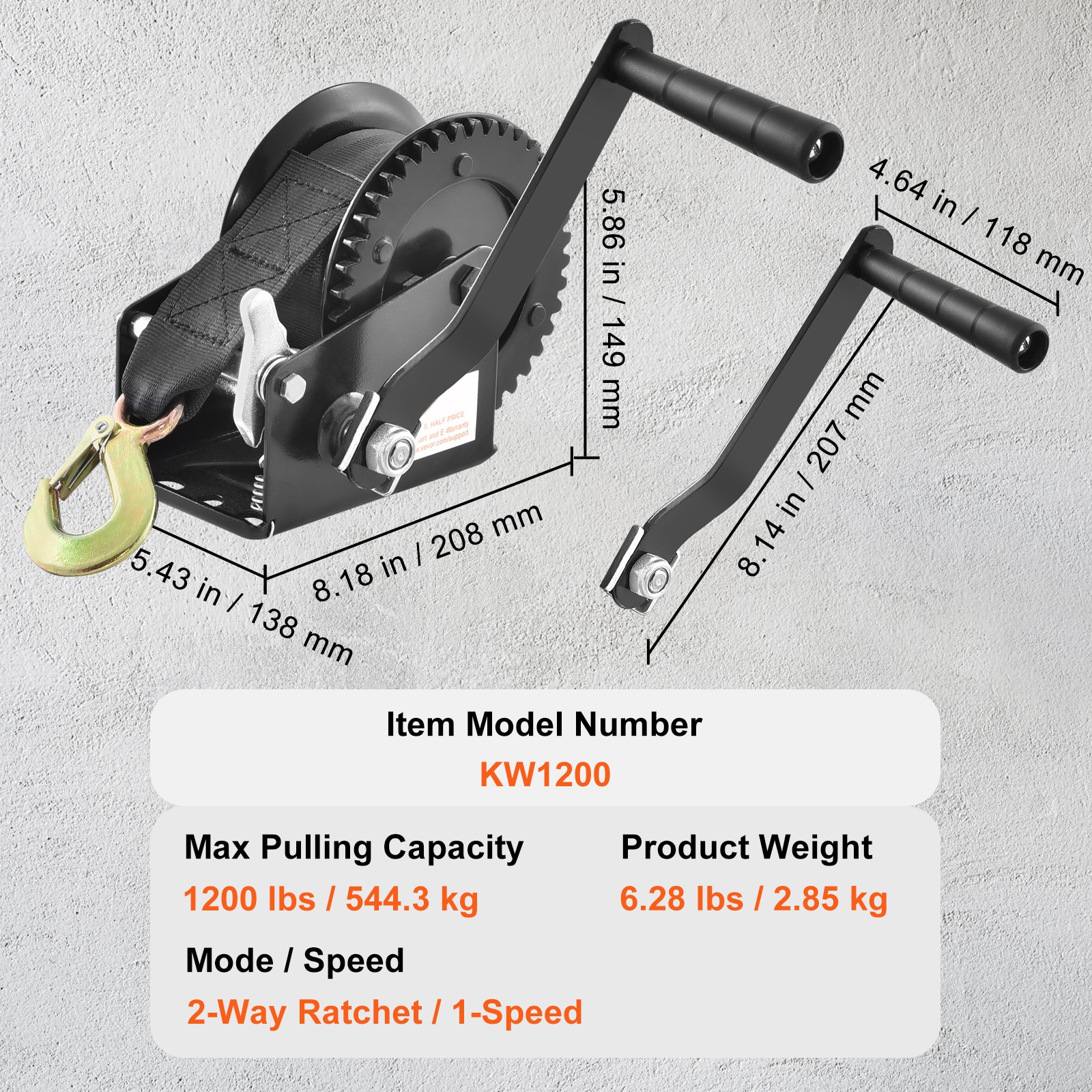 Manual Hand Winch With Polyester Strap For Boat And Atv Trailers_voghion.com